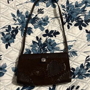 Brighton Dark Brown Clutch with Heart Detail